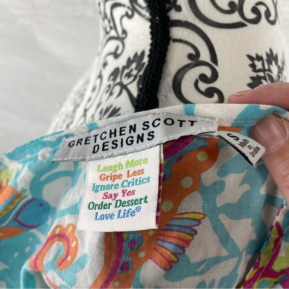 Gretchen Scott Aquatic Life Notched Neck Tunic Top Dress - Picture 6 of 7